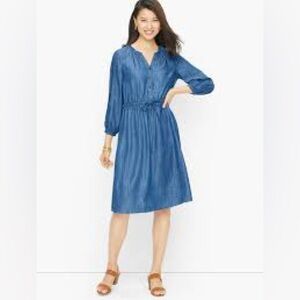Talbots - New With Tags - Denim Tie Waist Fit & Flare Shirtdress size 14